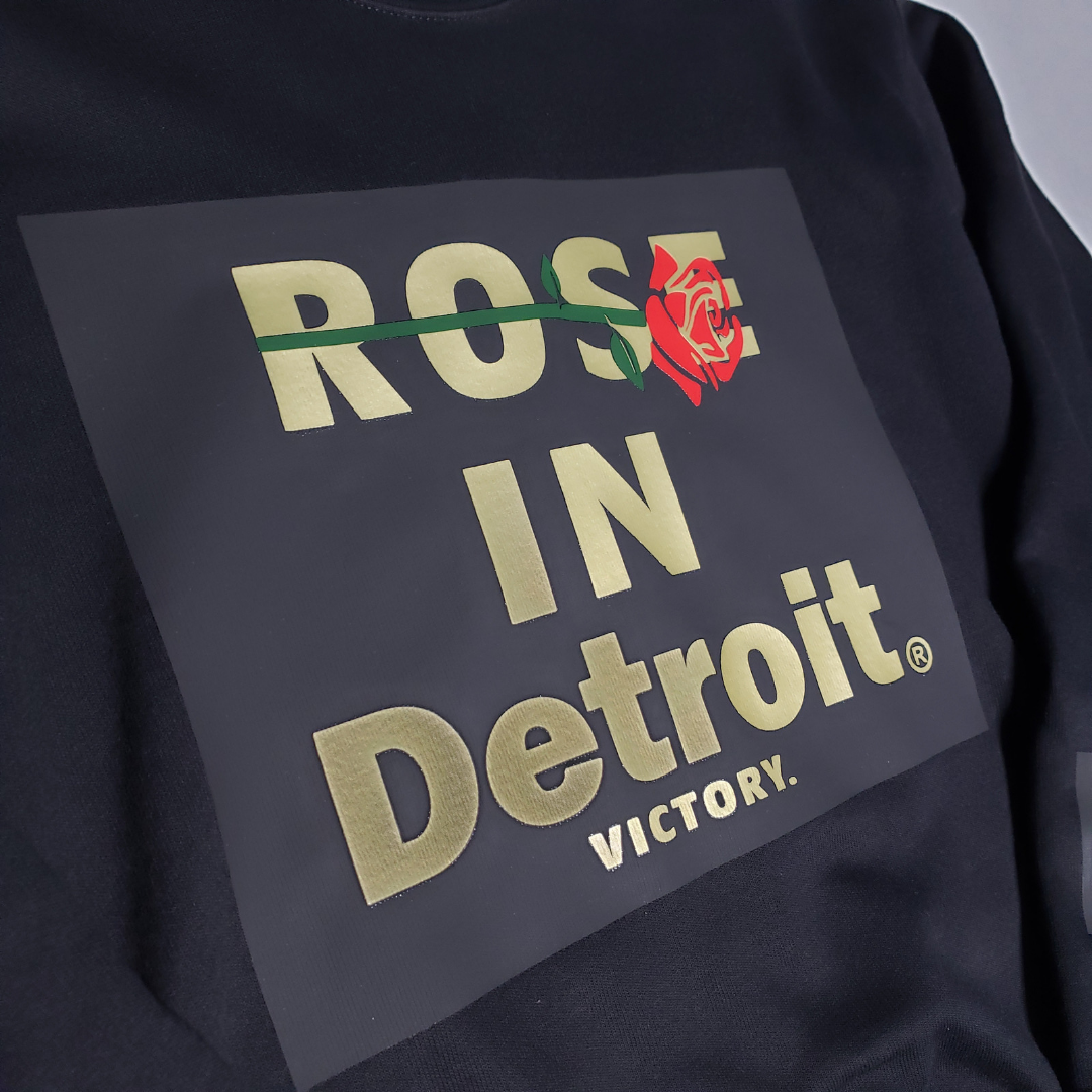 Rose In Detroit Sweatshirt (Double Black and Wet Gold)