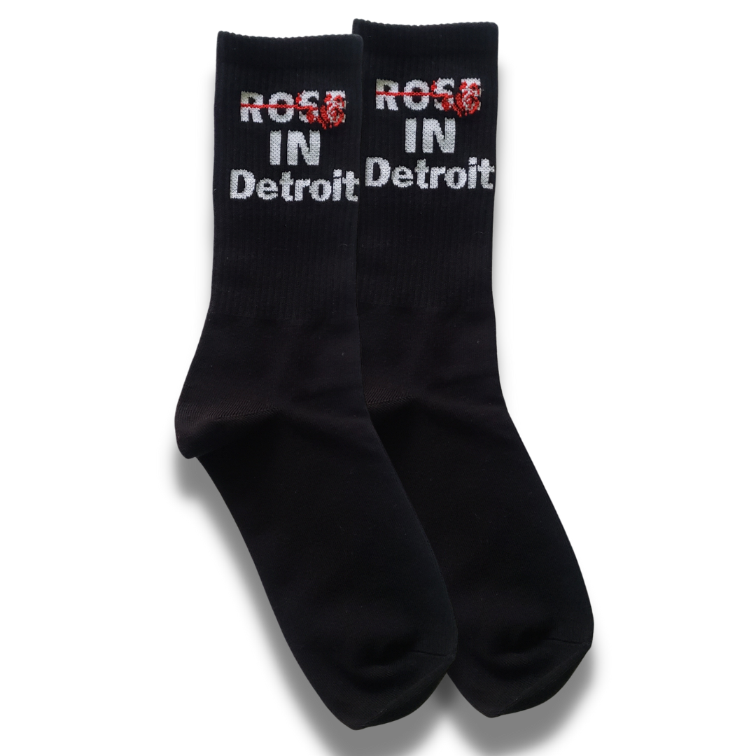 Rose In Detroit Crew Socks (Black)