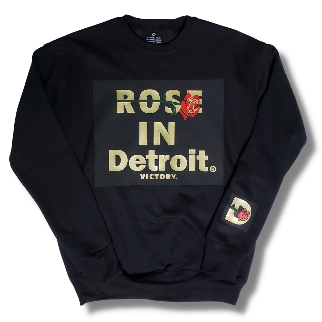 Rose In Detroit Sweatshirt (Double Black and Wet Gold)